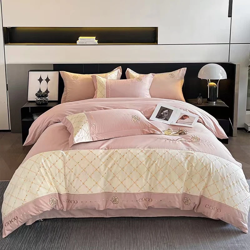 纯棉法式双拼重工刺绣小香风四件套【邂逅】