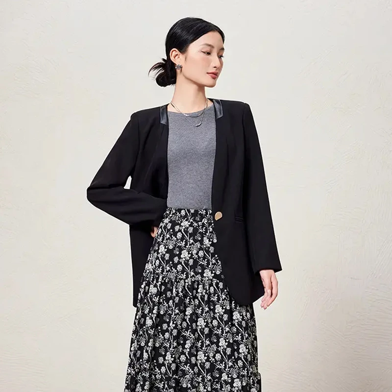 时尚气质高级设计感V领西装外套800133【Q】