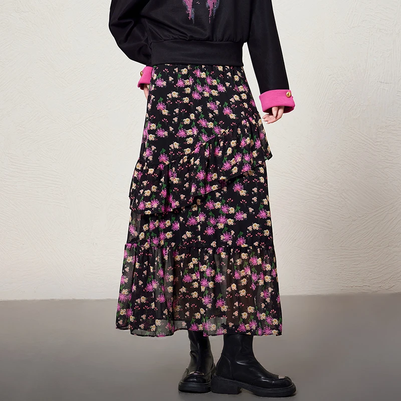 时尚高腰碎花半身裙301021