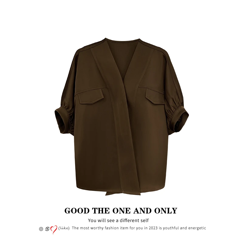 时尚高级设计简约落肩衬衫上衣300945