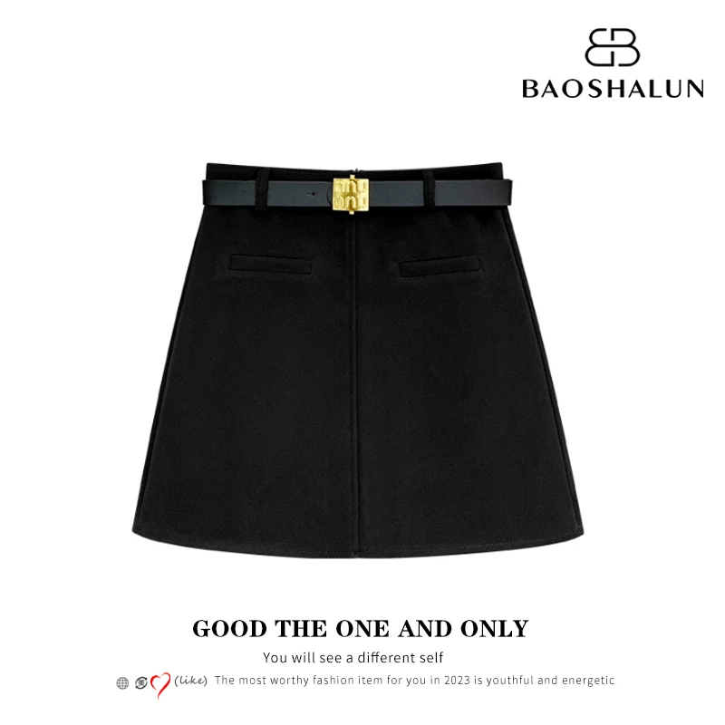 时尚高腰显瘦短款包裙配腰带103169