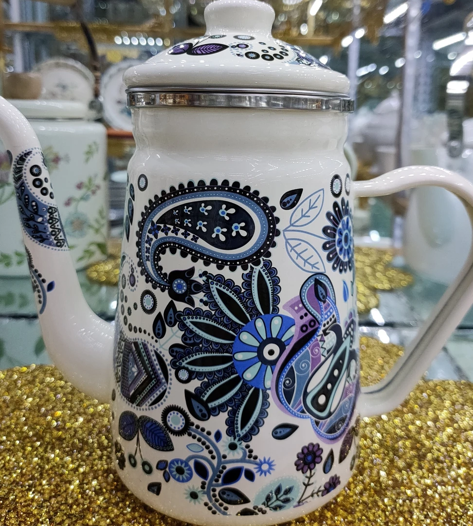 搪瓷民族风茶壶1.2升高颜值豪华网红家用倒水茶壶复古风可爱茶壶