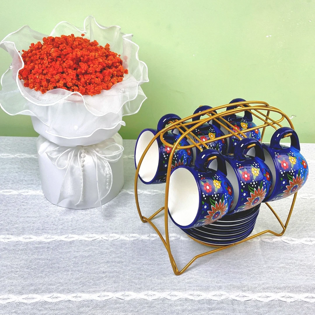 轻奢手工餐具高档复古精致陶瓷杯碟家用餐具整套民族风创意餐具