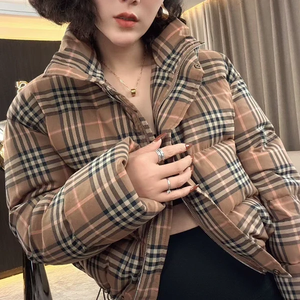 【耿老板1150#Z】时尚八宝格子设计款高级感羽绒服小个子穿搭