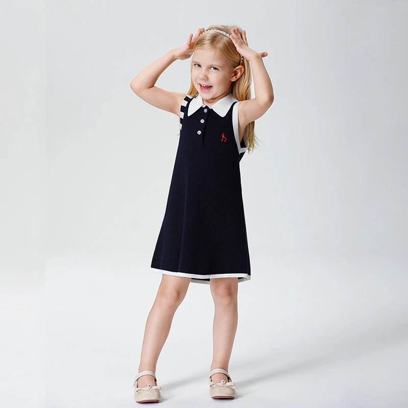 儿童学院风连衣裙莫代尔背心裙女童夏季无袖连衣裙薄款连衣裙