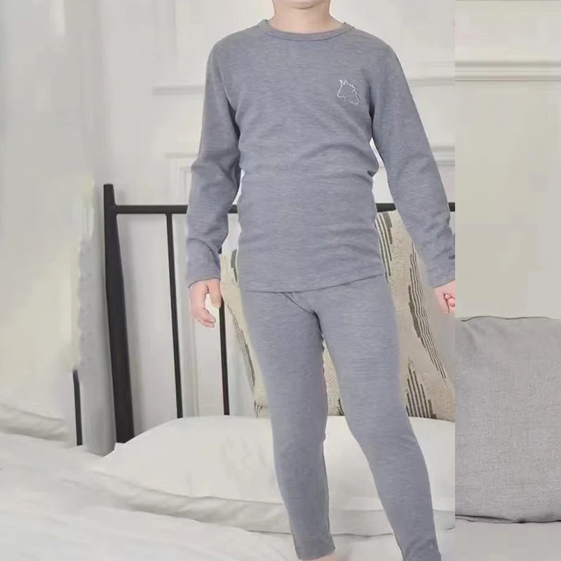 儿童德绒套装德国拜耳蚕丝德绒男童女童保暖套服印花秋冬