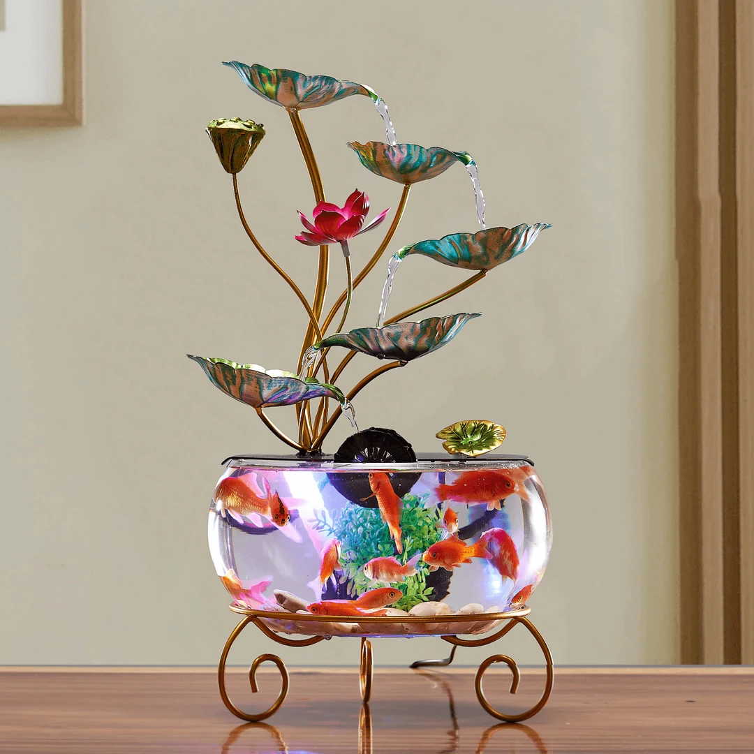 超白玻璃鱼缸流水摆件客厅电视柜卧室家用懒人养鱼乔迁开业送礼品