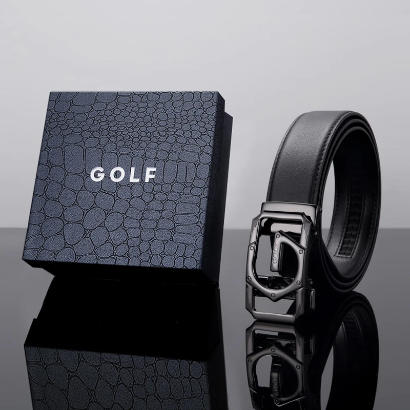 GOLF/高尔夫时尚轻奢男士皮带自动扣腰带商务休闲牛皮皮带礼盒装