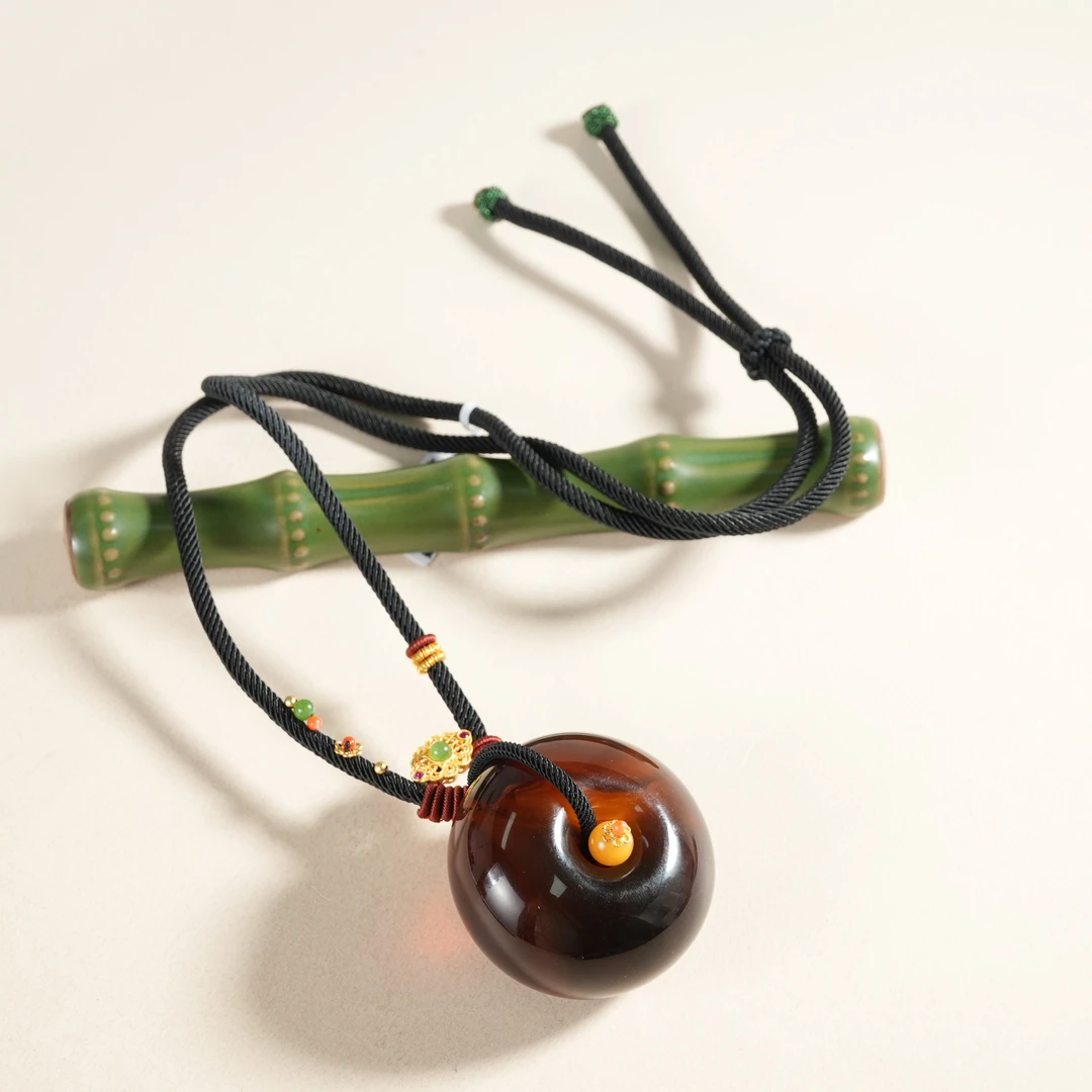 【老掌柜】紫蜜/琥珀平安扣项链  M073001