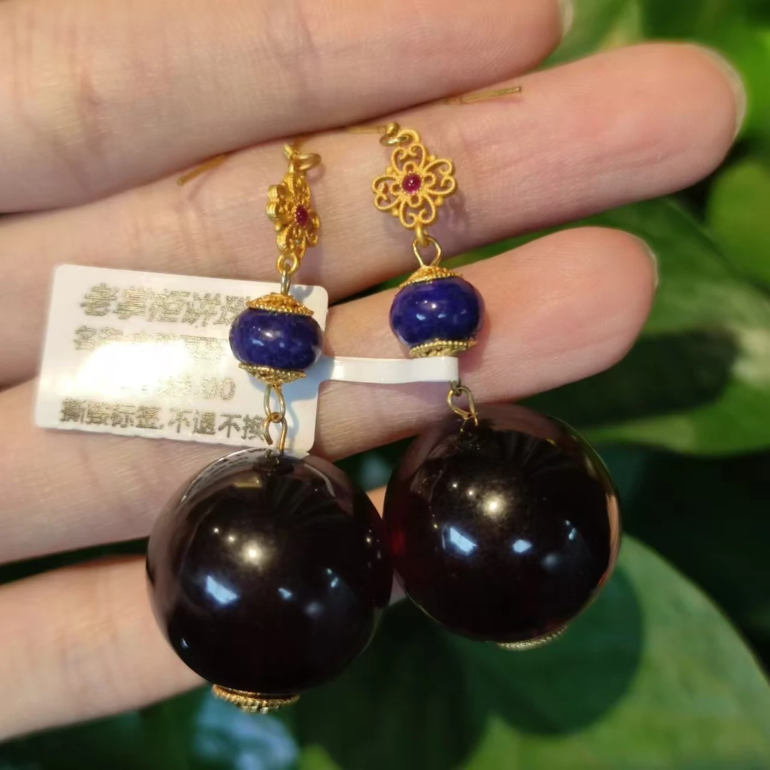 【老掌柜】血珀耳环  G091322