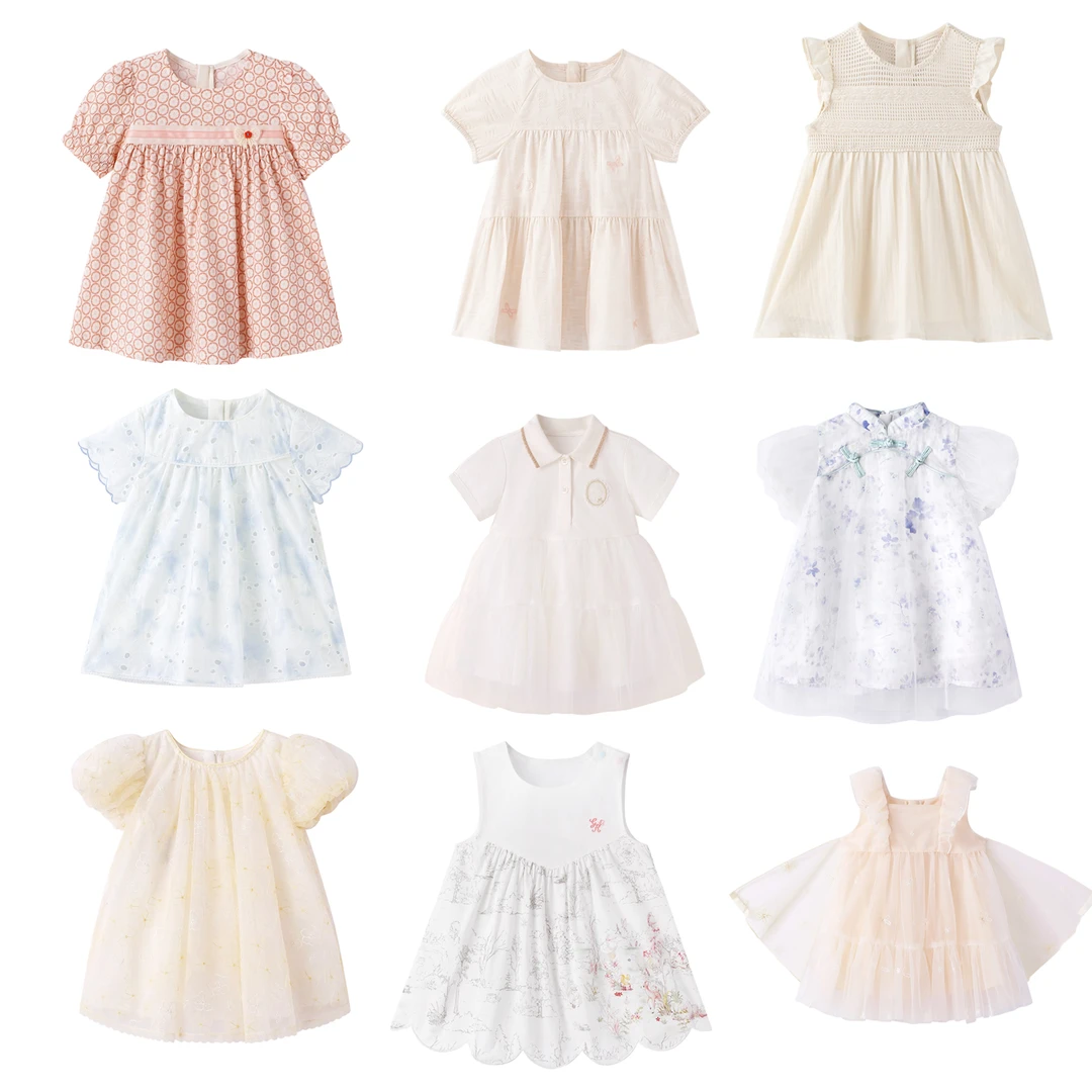 英氏新款2024公主裙国风女童短袖连衣裙中式裙子春夏YRLCJ2Q392A0