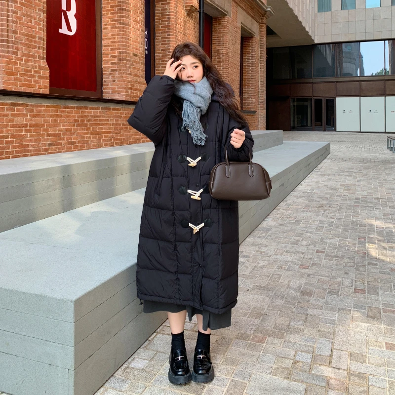 YUZI/鱼子【双旦礼遇季】爆款 冬季 宽松保暖大码连帽长款羽绒服ins