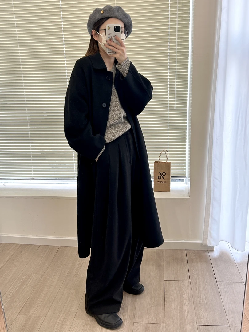 韩版双面呢大衣羊毛外套8893