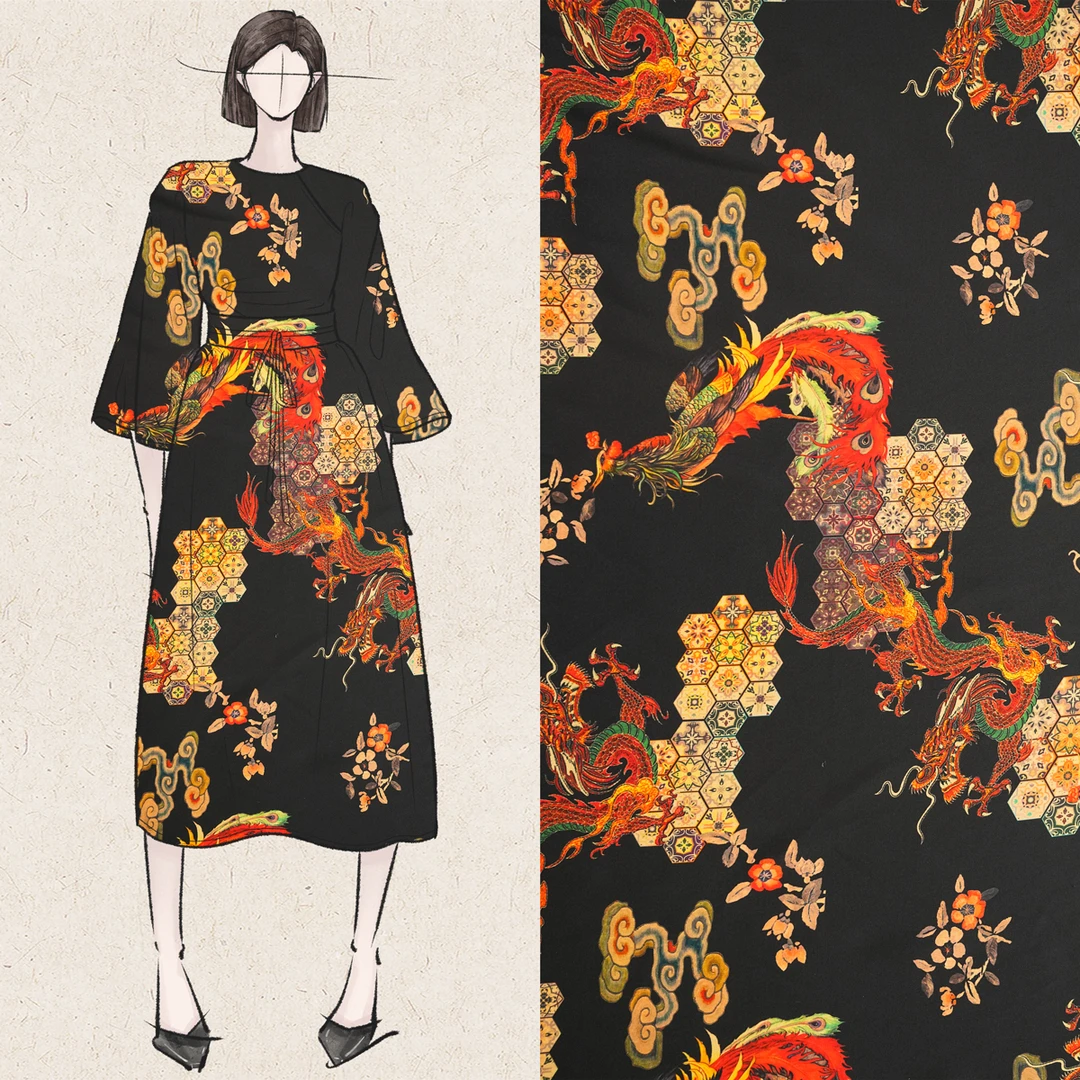 【龙飞凤舞】草本杭乔91的桑蚕丝 9的氨纶亲肤抗皱面料CB-SQ0112