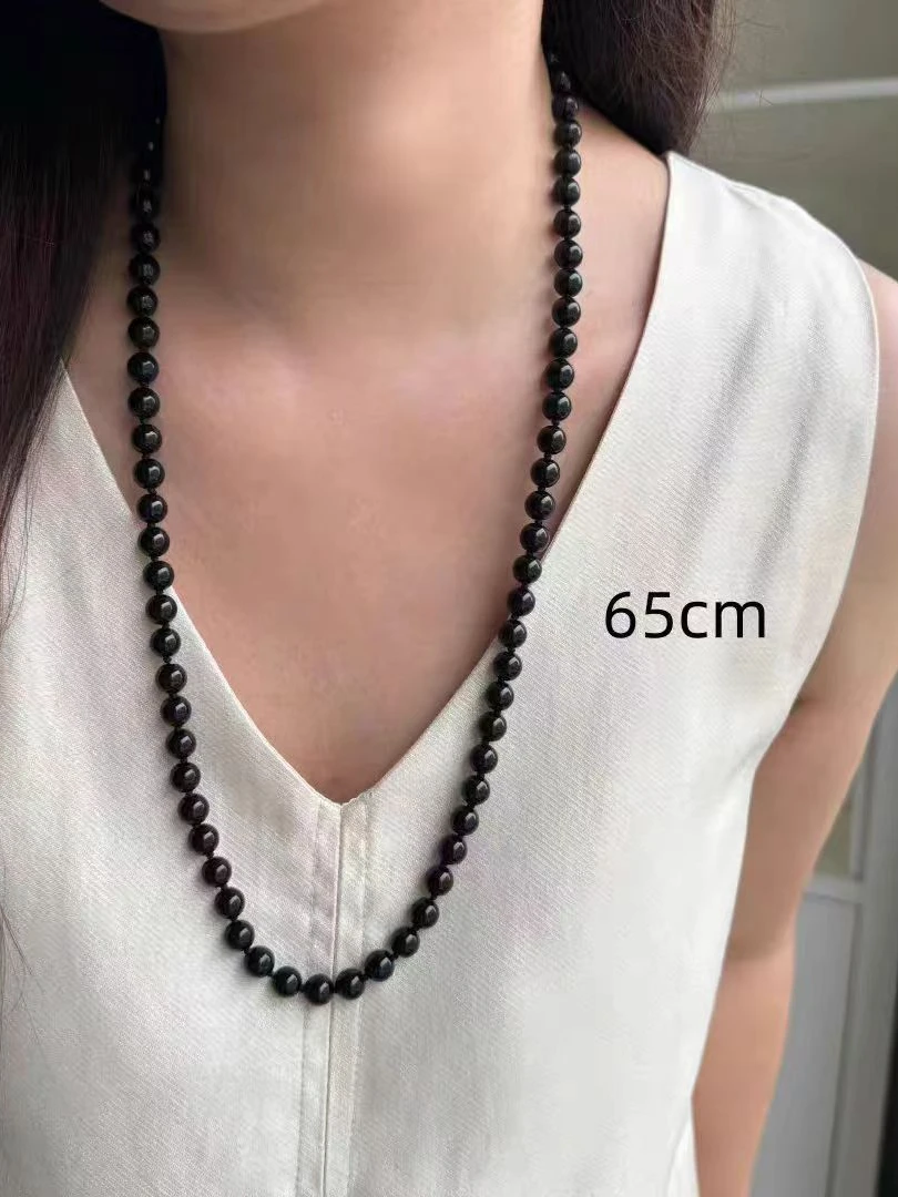 黑色长珍珠项链黑玛瑙长款小众高级感冷淡风新中式风项链毛衣链