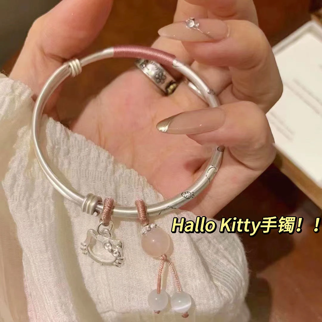 铜合金手镯 kitty凯蒂猫手工女可调节手环送闺蜜百搭手饰2023新款