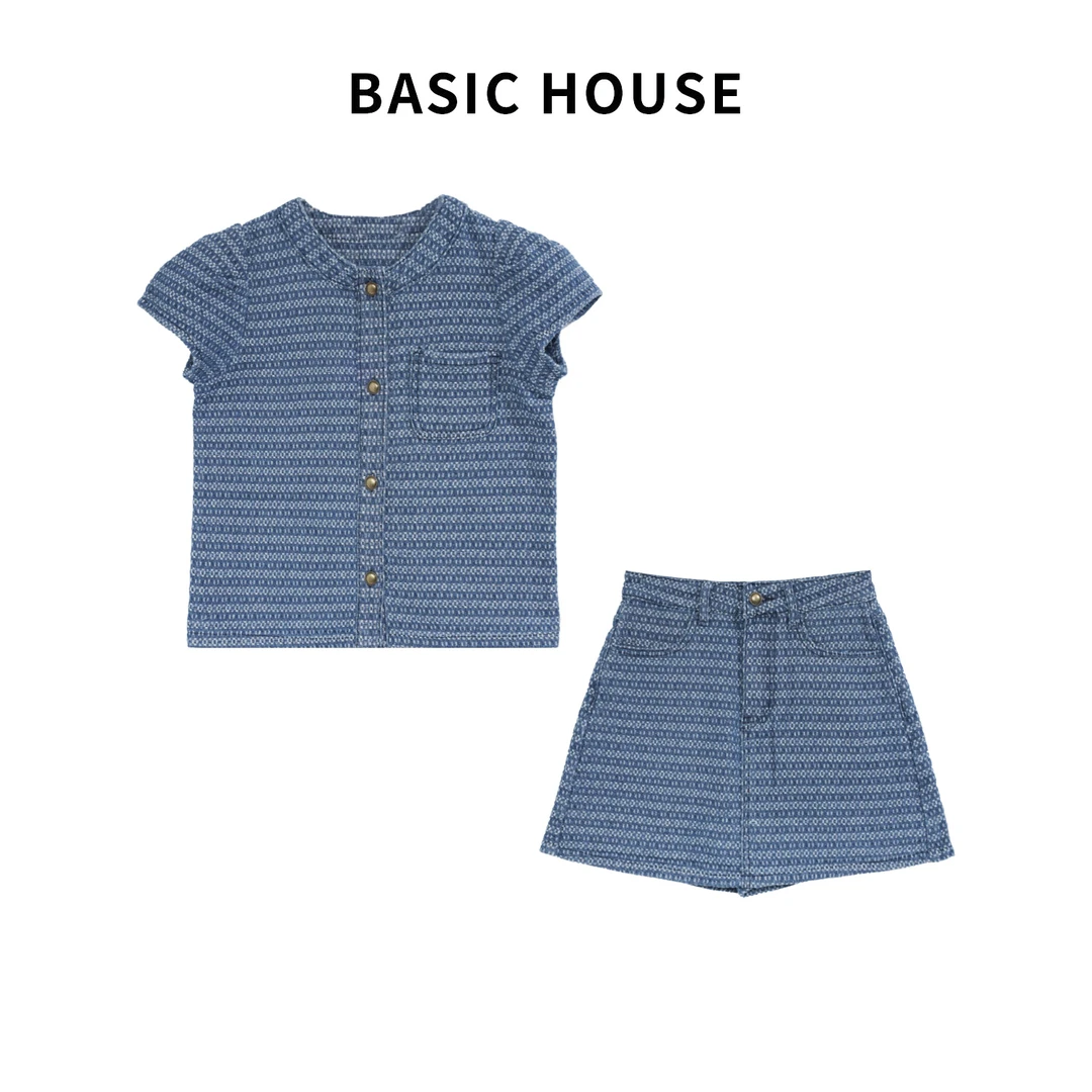 Basic House/百家好气质小香风时尚休闲短袖百搭小众套装5V552