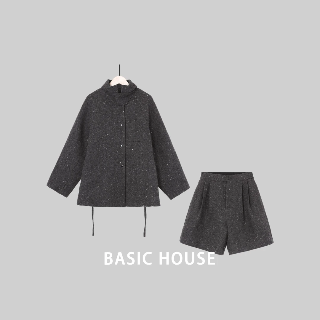 Basic House/百家好TS气质百搭秋冬时尚外套短裤套装ZH253