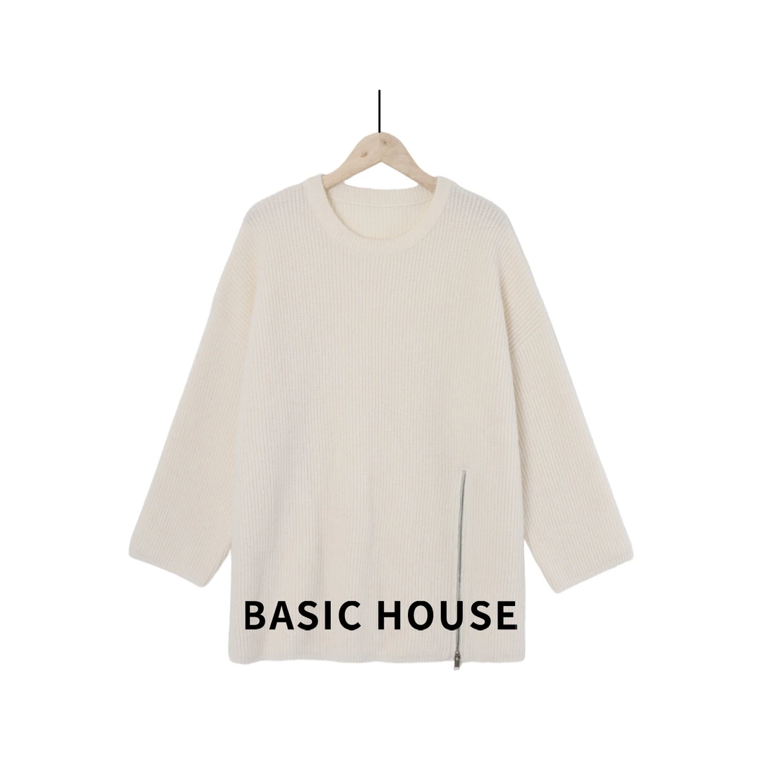 Basic House/百家好秋冬时尚休闲百搭宽松套头极简风毛衣DF72