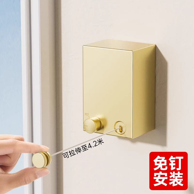 隐形晾衣绳免打孔收缩钢丝晾衣架室内卫生间阳台伸缩挂晒衣服神器