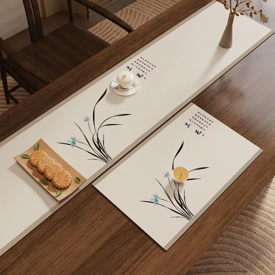 新中式硅藻泥桌旗吸水速干中国风茶垫长条茶旗耐脏茶席高端茶几垫