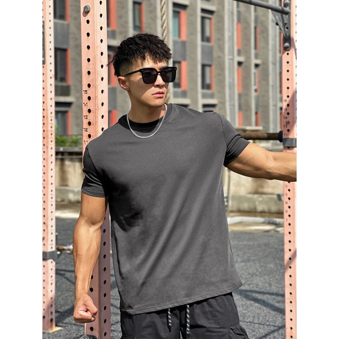 秋夏季训练宽松棉质健身短袖男士篮球跑步弹力打底休闲圆领T恤