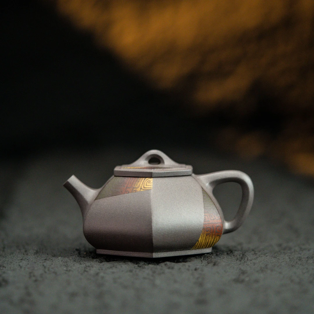 葛军陶坊紫砂作品《六方石瓢》