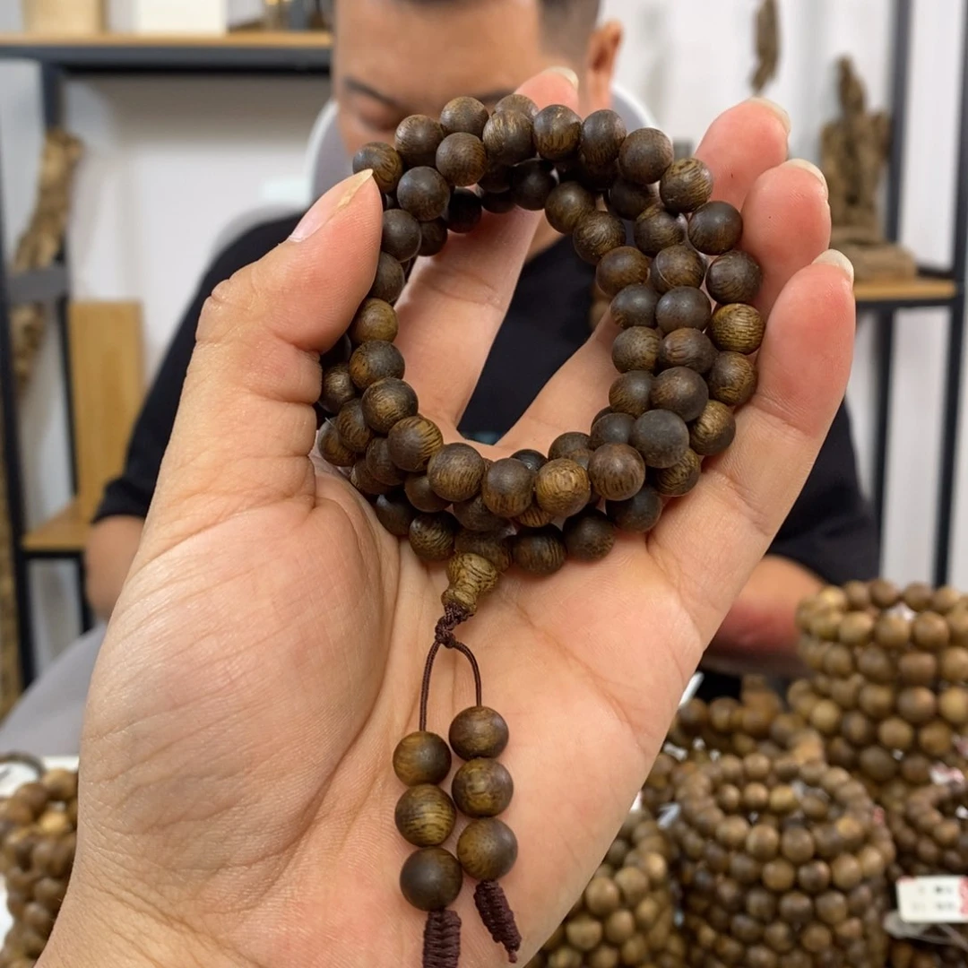 沉香手串就*看奇楠沉香圆珠0.8长串27克发一