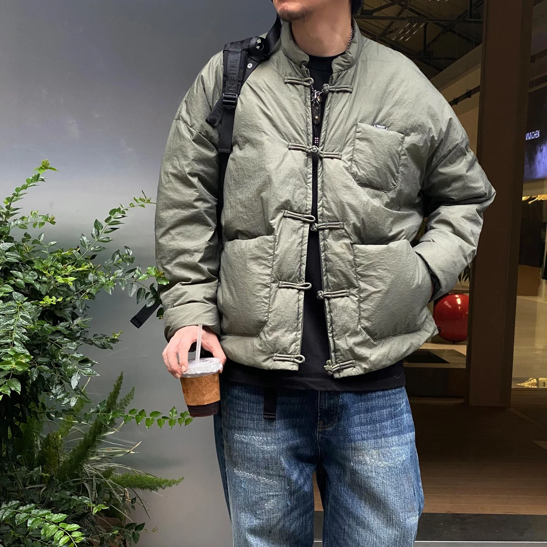 【新中式/唐装/90白鸭绒】日潮 多口袋工装百搭羽绒外套同款宽松