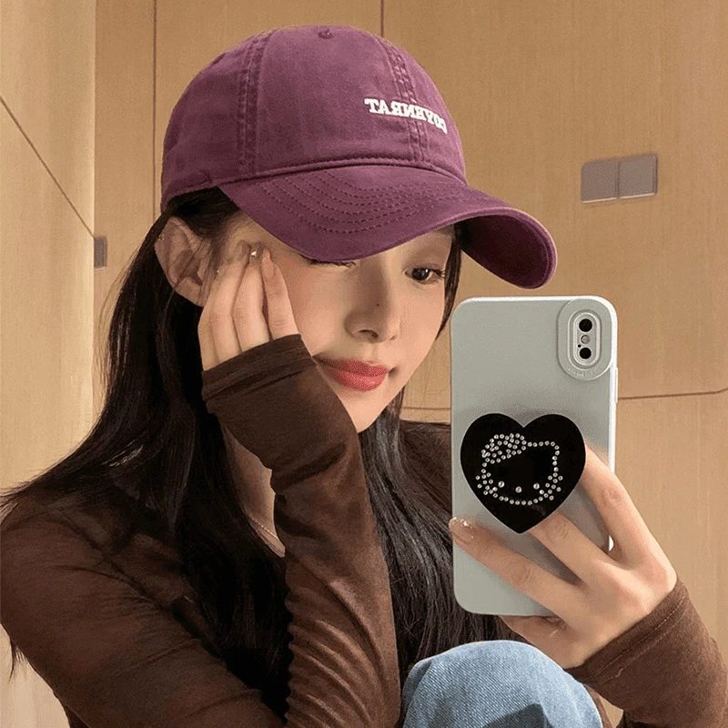 【COYENART】棒球帽春夏复古字母刺绣鸭舌帽女大头围软顶遮阳帽子