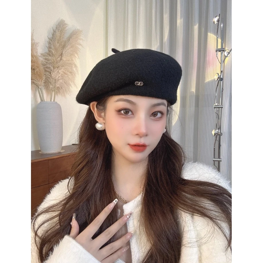 法式复古羊毛贝雷帽女韩版秋冬轻奢气质名媛百搭定型显脸小画家帽