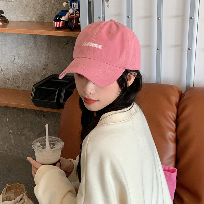 潮牌大头围帽子粉色显脸小鸭舌帽女春秋学生休闲紫色薄款棒球帽夏