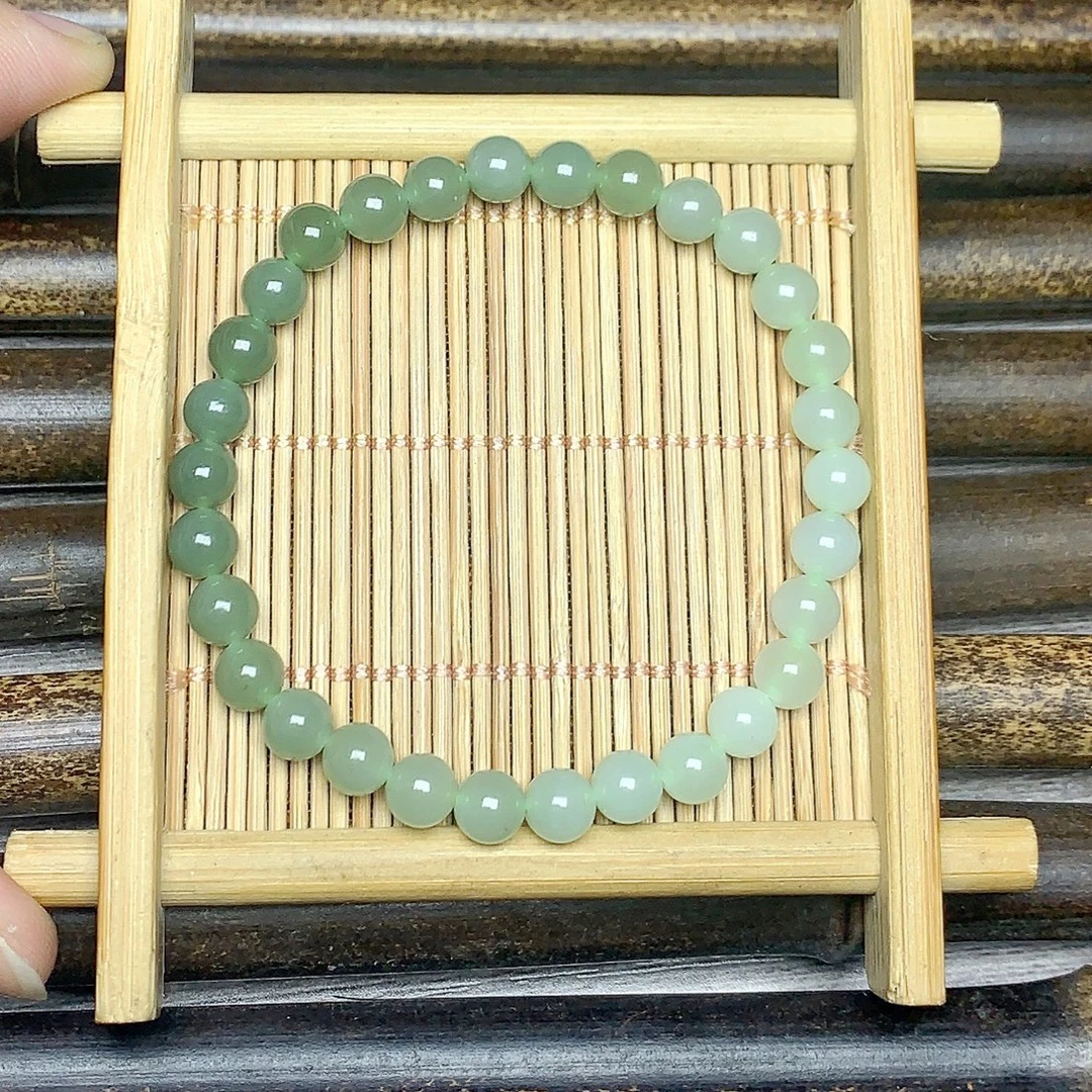 和田玉湖水渐变色手串6mm 珠宝玉石 玉质温润细腻玉手串女士精美