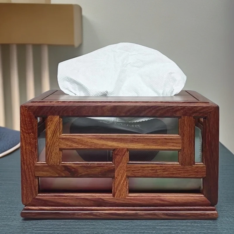 红酸枝新中式手工六通纸巾盒复古家用抽纸盒客厅餐厅木制木质办公