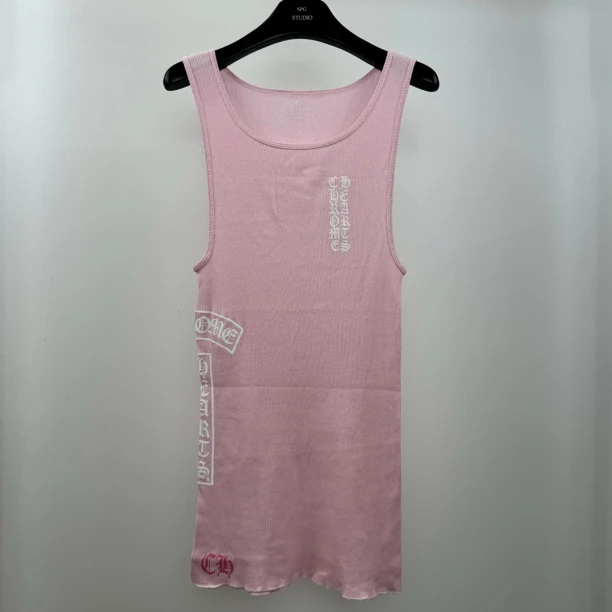 全新未使用 Chrome Hearts/克罗心 粉色梵文印花连衣裙修身女士