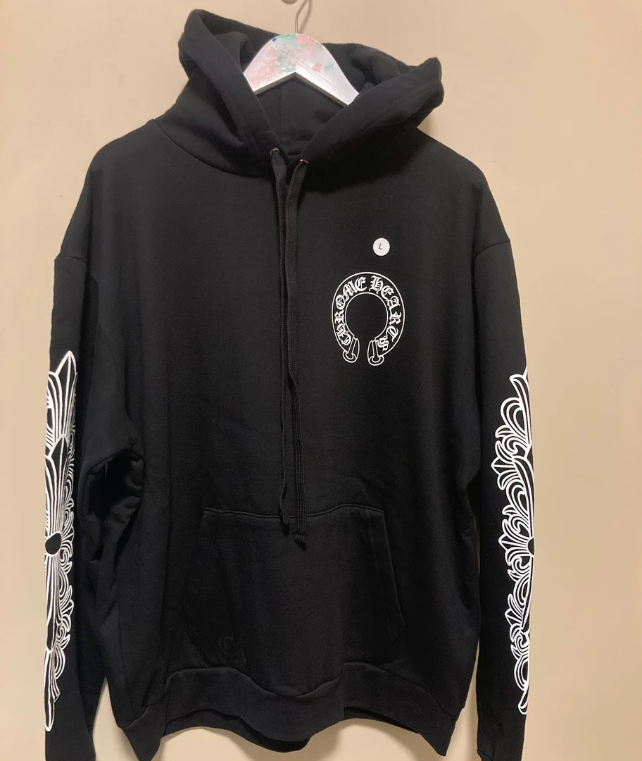 全新未使用 Chrome Hearts/克罗心 经典背后马蹄花臂藤蔓十字帽衫