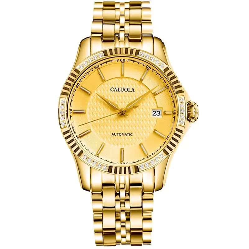 卡罗莱全金色男表全自动机械表男士手表防水夜光金表奢华商务腕表