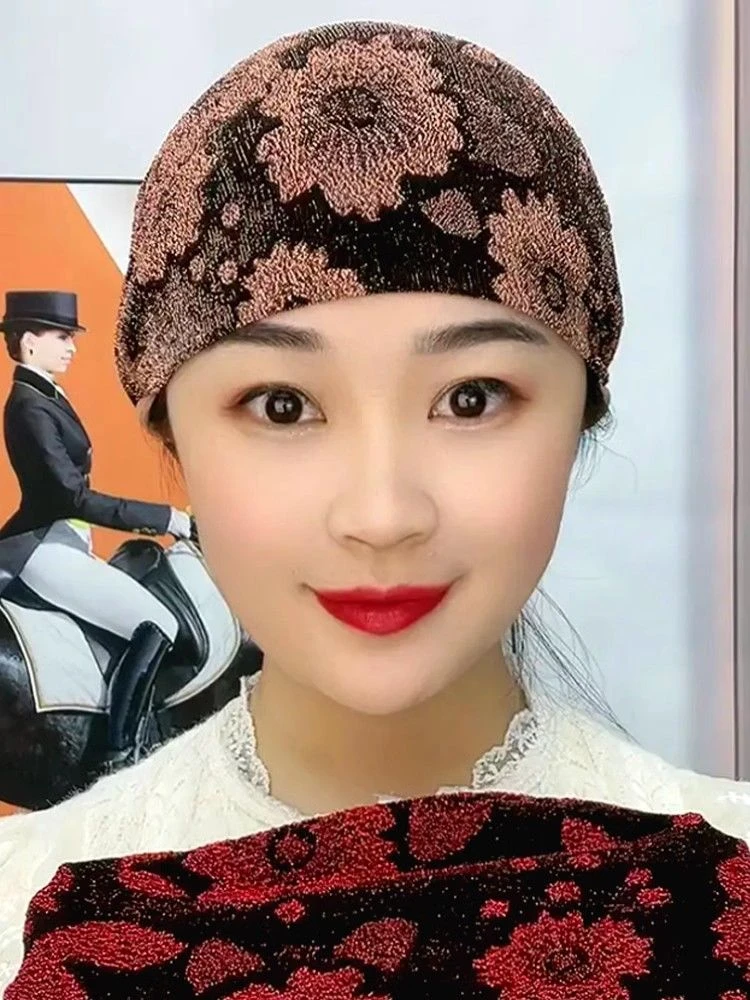 防灰尘老人薄款弹力帽洋气包头帽时尚遮白发家居帽女士帽化疗百搭