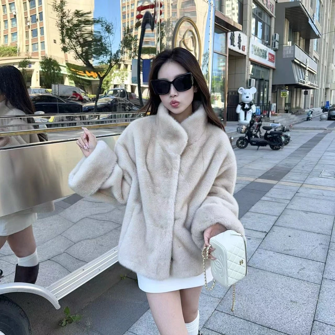 【婷崽·STUDIO】“终极大袖‘24新款立领时尚韩版显瘦加厚毛毛女外套