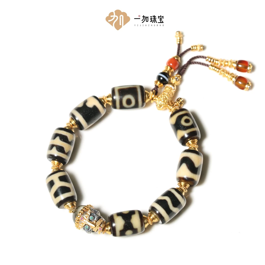 壹加火火|原创设计银镶阿呆上肯牙黄多宝手串C版多样性发其一