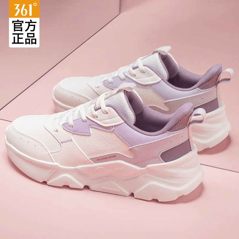 361°女鞋运动鞋2025春季新款皮面保暖百搭跑步鞋学生轻便休闲鞋子