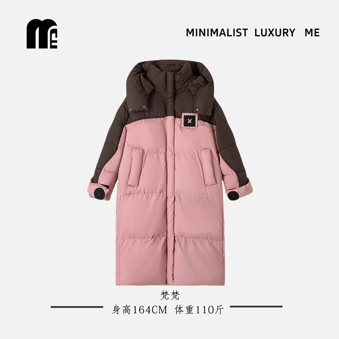 ME 【花玉】冬季拼接设计棉服中长款