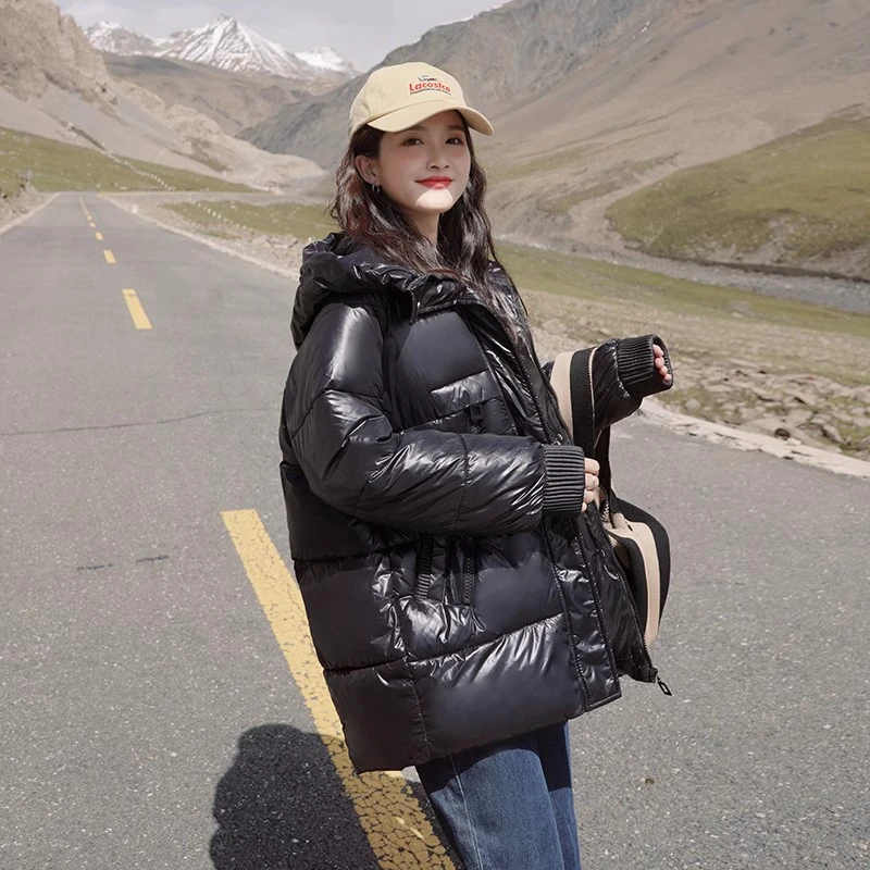 大码棉衣女冬200斤显瘦亮面免洗2024年新款棉服胖mm韩版宽松棉袄