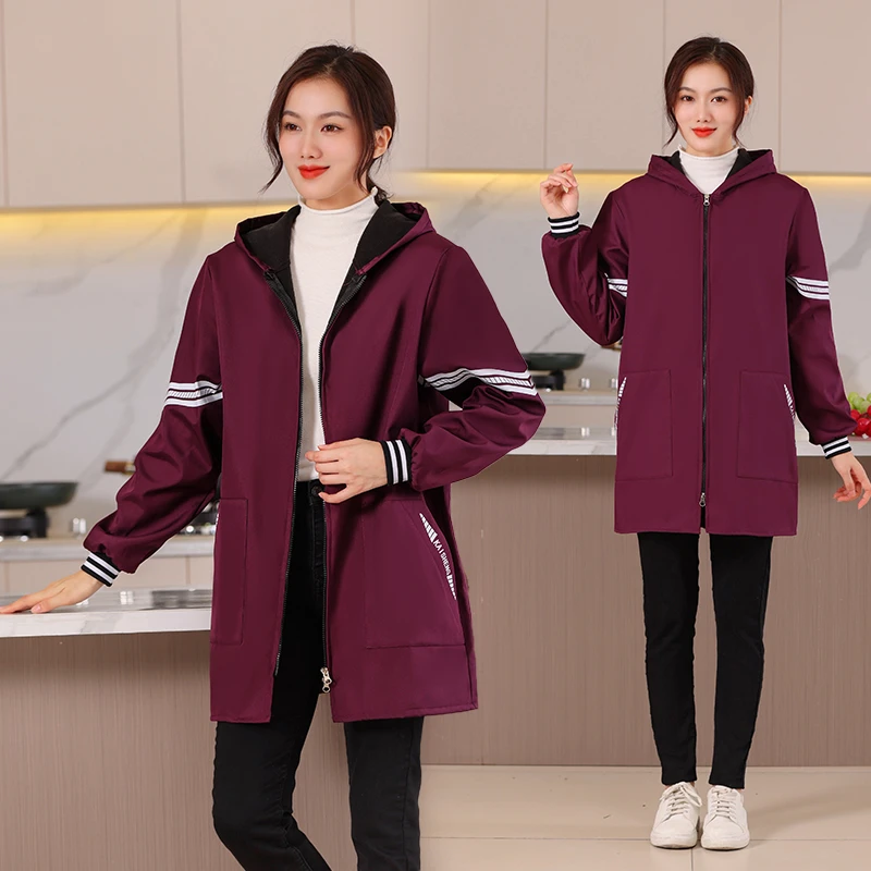 加绒罩衣2024新款冬季加厚防水防油厨房长袖围裙男成人工作服女款