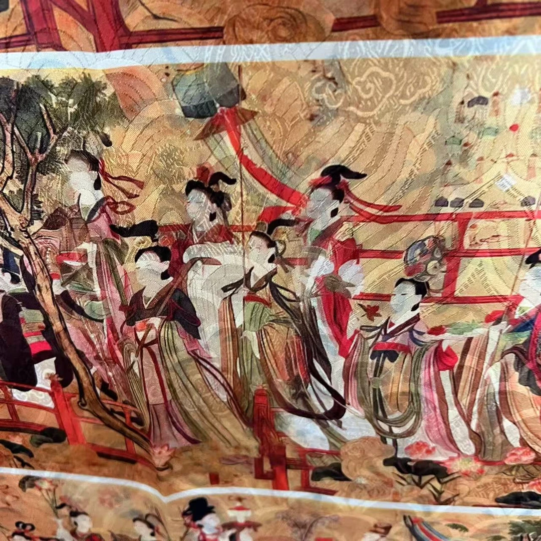 【韩熙载夜宴图】新中式180*70时尚休闲女士双面丝巾披肩