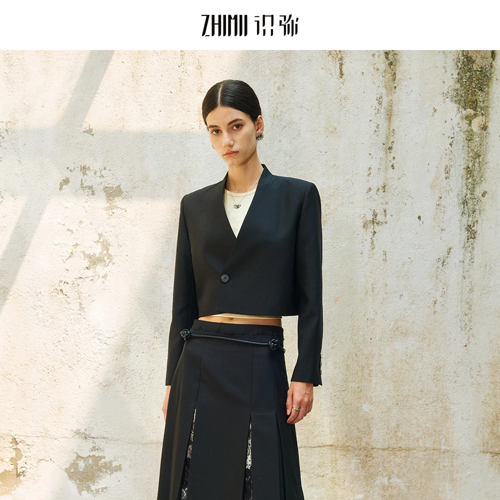 【ZHIMII识弥】24秋新品新中式国风箱型精潮流短夹克西装外套女