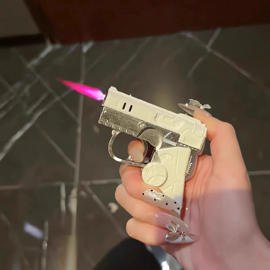 新款旋转指尖陀螺手枪打火机防风网红爆款创意个性可充气男士解压