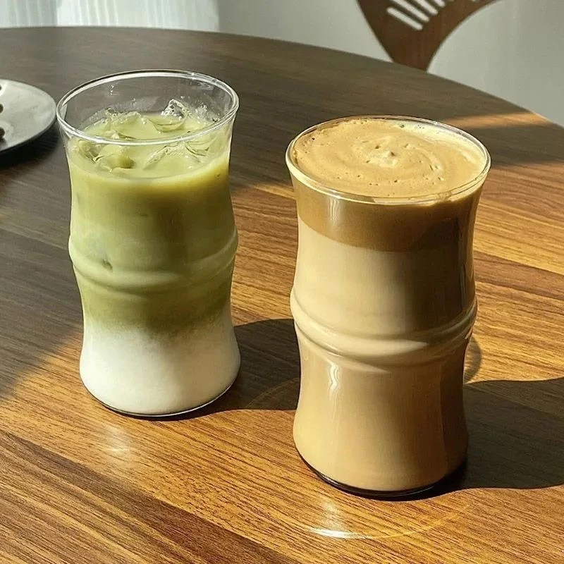 【买一送一】竹子杯高硼硅玻璃杯咖啡饮料果汁杯耐高温简约饮品杯