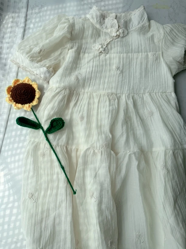 父亲节儿童节连衣裙裙子童装汉服女童绿色复古夏季时尚夏款宝宝