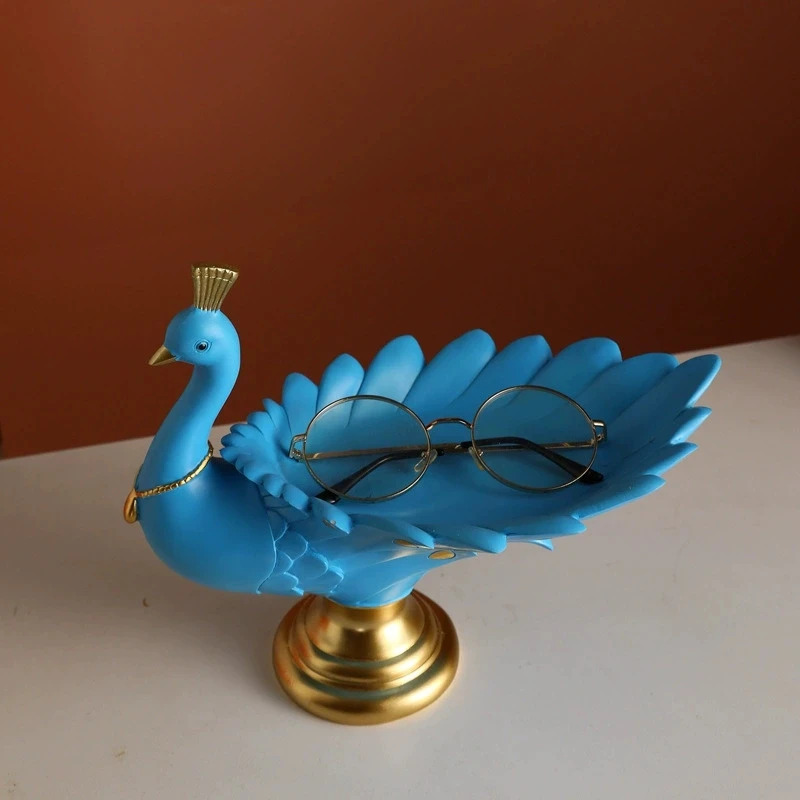 孔雀玄关鞋柜现代简约轻奢放钥匙收纳摆件饰品创意客厅桌面摆设